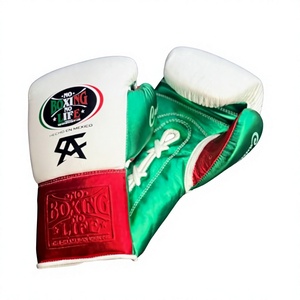 Gants d'entraînement en cuir No Boxing No Life, vert, rouge, blanc, à lacets, pour adultes, équipement de boxe, logo embossé, gants MMA à doigts entiers, Winning - Product Image 1