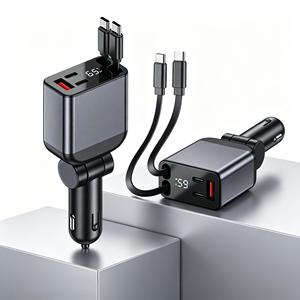 ที่ชาร์จในรถยนต์ USB C 60W 67W ชาร์จเร็วพิเศษ PD ไร้สาย แบบยืดหดได้ 5 in 1 6-in-1 อะแดปเตอร์โทรศัพท์ Star Light สำหรับแล็ปท็อป - Product Image 1