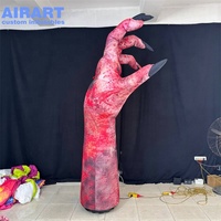 Grande main de démon gonflable sanglante pour décoration extérieure d'Halloween, accessoire de main de zombie gonflable effrayant pour parc et jardin