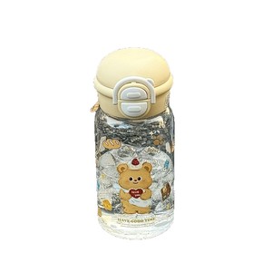 Planet Plastic Cup Double-Lid Straw Bottle For Children Leak-Proof Portable Travel Use Butter Bear Polka Dot Puppy Blue Kitten - Product Image 5