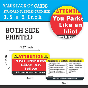 Tarjeta de aparcamiento para coche al por mayor, aparcas como un idiota, tarjetas de visita, varias razones, infracción, malas tarjetas de aparcamiento - Product Image 2