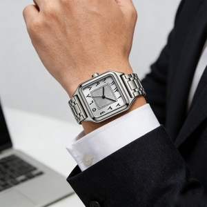 Montre à quartz pour homme, montre à chiffres arabes pour homme, montre carrée en alliage d'acier inoxydable, montre étanche 3ATM - Product Image 3