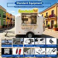 Petite remorque de camion de restauration rapide mobile, camion de restauration rapide pour sandwichs, hamburgers, hot-dogs, camion de restauration rapide commercial avec réfrigérateur à vendre aux États-Unis