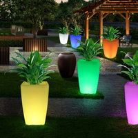 Macetas Luminosas Coloridas para Jardín, Macetas de Plástico con Diseño de Escultura, Lámpara de Pie para Fiestas, Maceta Luminosa