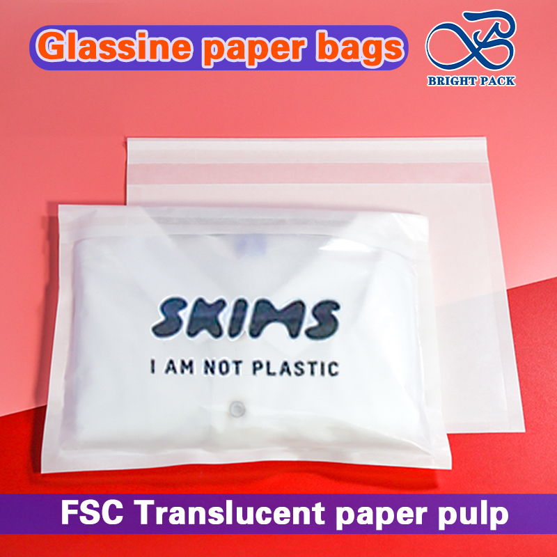Eco-friendly Apparel Bags Custom Printed FSC Certified Glassine Paper Bags