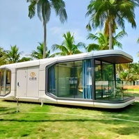 Villa Modulaire de Luxe à 2 Chambres Prête à l'Expédition, Maison Bateau Préfabriquée en Acier pour Hôtel Flottant ou Micro-Maisons