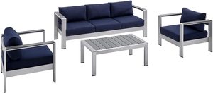 Hot Sale Outdoor Garden Patio <strong>Conservatory</strong> 4 Seater Sofa and Armchair Set with <strong>Cushions</strong> and Coffee Table - Product Image 5