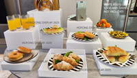 Ensemble de rehausseurs alimentaires modernes en acrylique blanc de 9 pièces, cubes de présentation pour la fête de mariage, le dessert et la décoration alimentaire