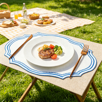Vente directe d'usine, sets de table personnalisés ovales en polyester 100%, broderie fine, imperméables, légers, pour grands événements et banquets