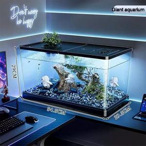 Kleine Luxe Eco Tank Transparant Goudvis <span class=keywords><strong>Aquarium</strong></span> Aluminium Deksel Injectie Pp Opslag Bak Voor Thuis Woonkamer Desktop CX-0012 - Product Image 2
