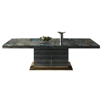 Ensemble de table à manger rectangulaire moderne de luxe en marbre naturel pliable avec motif marbré pour la maison, l'appartement, la villa, l'hôtel