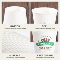 Gobelet en papier pour café chaud personnalisable vert gaufré 12 oz 380 ml et gobelet jetable pour boissons froides 16 oz pour utilisation en restaurant