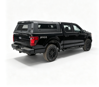 ZST Hard Top en aluminium noir mat pour pick-up, avec fenêtres à ouverture double face, éclairage LED sur le toit et auvent verrouillable