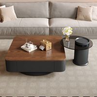 Table basse en bois massif de style vintage moderne de luxe 2026 pour appartements, salons, petite table noire