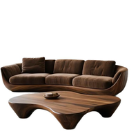 Canapé de salon rustique en bois massif noyer STG American Two Seat avec table basse en bois naturel durable pour hôtel et villa