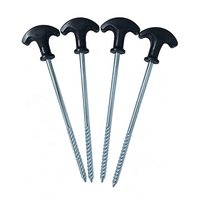 Accessoires pour tentes de plein air : Piquets de tente en acier en forme de T avec tête en plastique, filetage torsadé manuel, rotatifs, pour fixation au sol, 21 cm