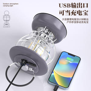 Lanterne rétro rechargeable pour le camping, lumière LED blanc chaud, lampe de tente portable pour l'extérieur avec charge Type C - Product Image 4