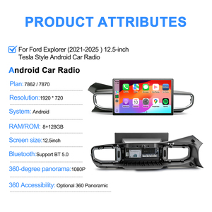 NaviHua per <span class=keywords><strong>Ford</strong></span> Explorer 2021-2025: Aggiornamento Auto con Autoradio Android da 12.5'', Multimedia, Carplay, Stereo Auto, GPS, DSP e Unità di Controllo - Product Image 6