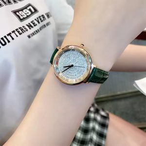 Correa de cuero con incrustaciones de diamantes de alta calidad para relojes de cuarzo elegantes, resistentes al agua y con estilo, reloj de negocios para mujer - Product Image 5