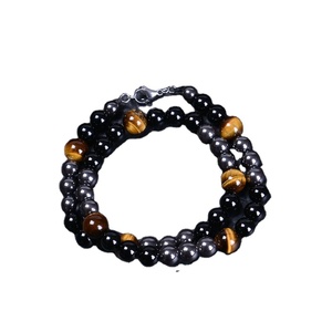 Vente en gros d'agate naturelle bleu oeil de tigre perle collier de <span class=keywords><strong>pierre</strong></span> <span class=keywords><strong>onyx</strong></span> noir <span class=keywords><strong>bijoux</strong></span> en cristal de guérison pour hommes femmes cadeau en forme de boule - Product Image 4