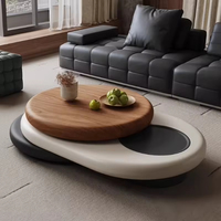 Table basse rotative minimaliste italienne, design créatif pour salon, table basse moderne en bois de forme irrégulière