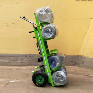 <b>Foldable</b> Electric Cargo Climber 2 Wheels Green Steel Multilayer Hand <b>Cart</b> For Moving Appliances And Bottles - Product Image 1
