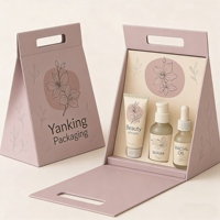 Boîte d'emballage cadeau magnétique en carton rigide à main plate avec logo personnalisé, doublure en éponge et laminage mat pour les cosmétiques de beauté