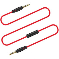 Câble audio auxiliaire pour voiture avec microphone et commande de ligne, 3,5 mm mâle-mâle, blindage en PVC tressé, conducteur plaqué or, câble CMG ignifuge