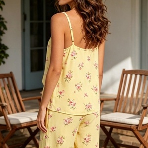 Conjunto de Pijama de <span class=keywords><strong>Dos</strong></span> Piezas para Mujer, Ropa de Dormir sin Mangas, Camiseta y Pantalones, Ropa para Estar en Casa - Product Image 3