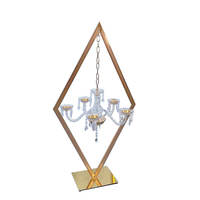 Candélabres en métal doré et argenté, grands, en forme de diamant, avec supports de bougies en acrylique, pour décoration de mariage, centres de table, supports de fleurs, vases