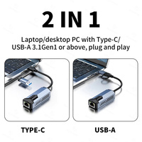 Adaptador de Tarjeta de Red USB con Cable de 5 Gbps, Tipo C a RJ45 LAN, Convertidor Ethernet USB-C para Laptops con Windows 11, Compatible con 5G/2.5G/1G/100M