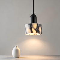 Lustre suspendu LED moderne de luxe en marbre, lampes rondes, pour plafond haut, hôtel, maison, salle à manger, salon, chambre à coucher