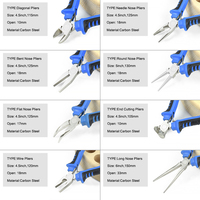 Lot de 8 pinces multiples industrielles Pinces à bec effilé avec fonction de dénudeur de fil Pince à sertir à usage intensif