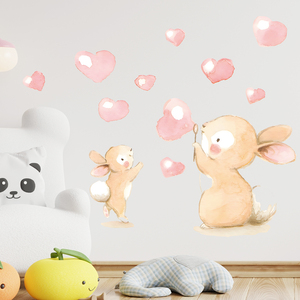 Autocollant mural auto-adhésif pour chambre d'enfant, motif mère lapine et sa bulle d'amour, papier peint décoratif pour chambre d'enfant - Product Image 3