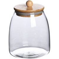 Ensemble de bocaux de cuisine en verre borosilicate à l'esthétique contemporaine, avec bouton en bambou, hermétiques, sans BPA, pour épices et thé, avec couvercles