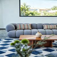 Ensemble de canapés modulaires en tissu moderne, couleurs personnalisables, design écologique, rembourrage confortable, pour appartement, centre commercial, hôtel