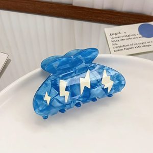 Fermacapelli Artigianale in Acetato Blu Ghiaccio con Elementi Girasole/Luna/Donna, Stile Europeo Americano per Donna - San Valentino, Matrimonio - Product Image 4