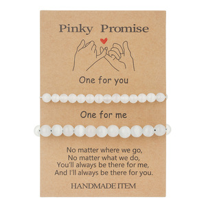 Pinky Promise <b>Beaded</b> <b>Bracelet</b> Set Imitation Pearl Couple Gift Unisex Jewelry - Product Image 1