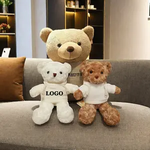 CPC ASTM Customize Stuffed Animal Plush Bears With T-Shirts Sublimation Logo 30cm Plush Teddy Bears With Custom Logo