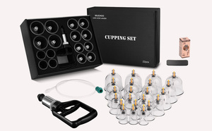 Taşınabilir profesyonel çin 22-Cup akupunktur çukurluğu terapi seti Hijama masaj kiti vücut uygulama için vakum manyetik pompa - Product Image 2