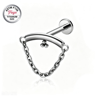 Boucles d'oreilles pendantes plates en titane ASTM F136 16G avec zircon, bijoux de piercing corporel, pendentif d'oreille G23, clou d'helix, anneau de lèvre, labret