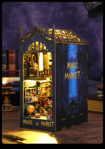 Magic Market, bibliothèque en bois 3D |   Kit de modèle de maison miniature à faire soi-même |   Décoration artisanale pour maison de poupée |   Anniversaire créatif - Product Image 2