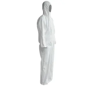 Macacão de segurança descartável de polipropileno CE branco SF para adultos, roupa de trabalho protetora direta da fábrica tipo 5-6 de alta qualidade