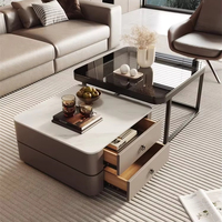 2025 Table à thé de luxe moderne pour petits appartements plaque de roche carrée et meuble TV Combo pour salon pour nouvelle maison