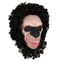 Masque de Tête en Latex pour Fête Costumée, Masque de Singe Animal pour Hommes Femmes, Masque de Clown d'Halloween, Masque de Diable à Cornes, Équipement de Tête