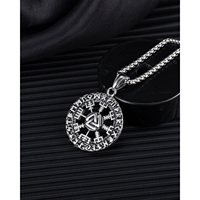 Rétro nordique ethnique Viking Rune boussole pendentif collier en acier inoxydable hommes personnalisé Punk Viking collier bijoux