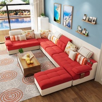 Neues Design Moderner Günstiger Designer-Schlafsofa-Anzug U-Form Ecksofa 7-Sitzer Modular Holz Kühlender Stoff Wohnzimmer