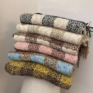 秋冬ムスリム女性向け社交界格子柄スカーフ工場直送両面ジャカード高級感 - Product Image 1