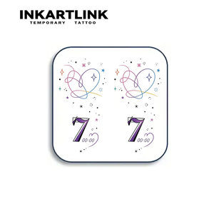 INKARTLINK - Tatuaje Temporal Personalizado de BTS Kpop <span class=keywords><strong>con</strong></span> Corazón Colorido Número 7, Resistente al Agua, Visualización Instantánea, de 3 a 7 Días de Duración - Product Image 3