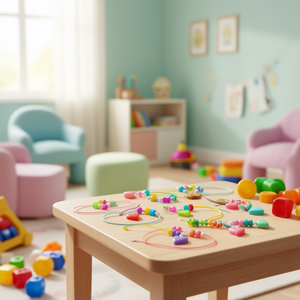 Pulsera Kapibala con Cuentas Coloridas, Accesorio de Joyería Infantil con Forma de Corazón, Material Plástico - Product Image 3